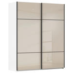 SCHWEBETÜRENSCHRANK  in Weiß, Champagner  - Champagner/Alufarben, KONVENTIONELL, Glas/Holzwerkstoff (181/223/67cm) - Novel