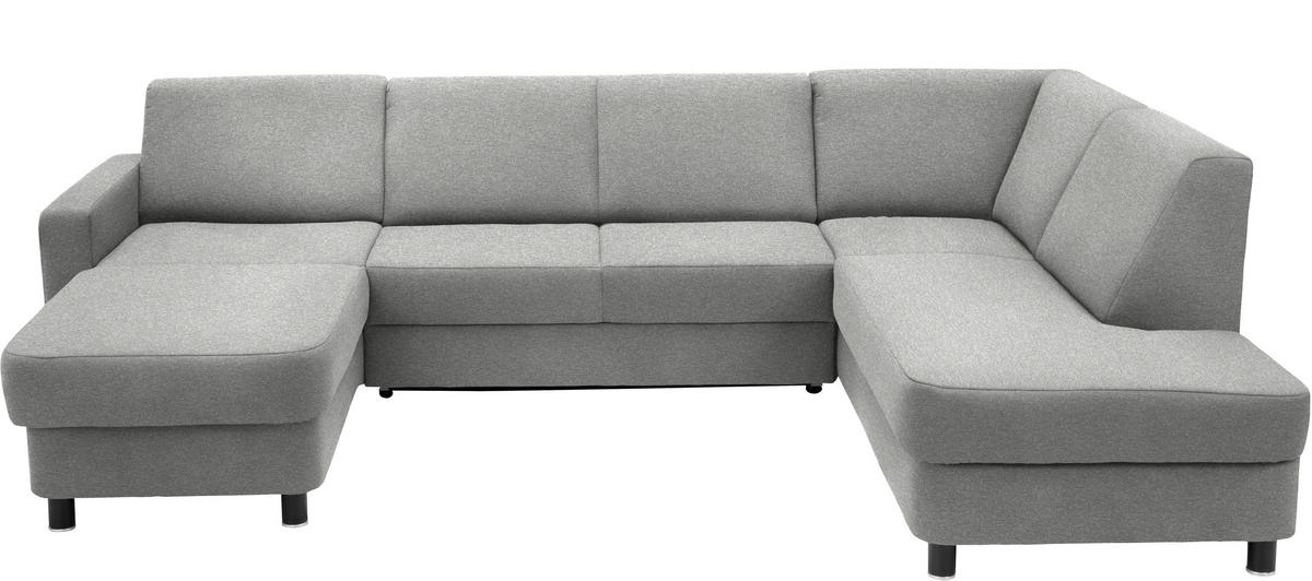 WOHNLANDSCHAFT in Webstoff Platinfarben  - Platinfarben/Schwarz, Design, Holz/Textil (165/296/198cm) - Xora