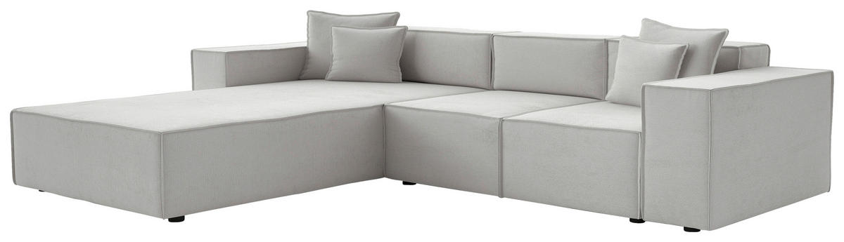 ECKSOFA Grau Chenille Zierkissen, Rücken echt  - Schwarz/Grau, MODERN, Kunststoff/Textil (180/265cm) - Milino