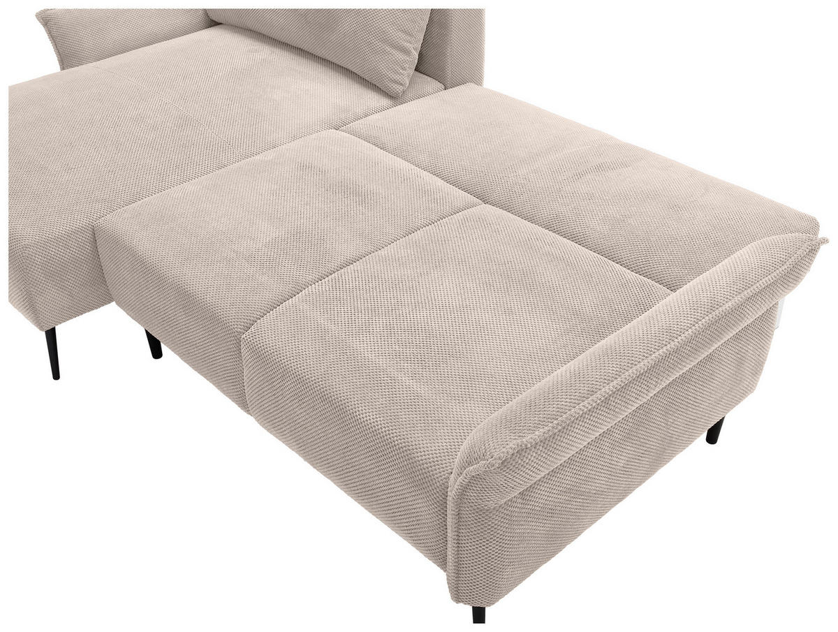 ECKSOFA in Chenille Creme  - Creme/Schwarz, Konventionell, Textil/Metall (164/255cm) - Carryhome