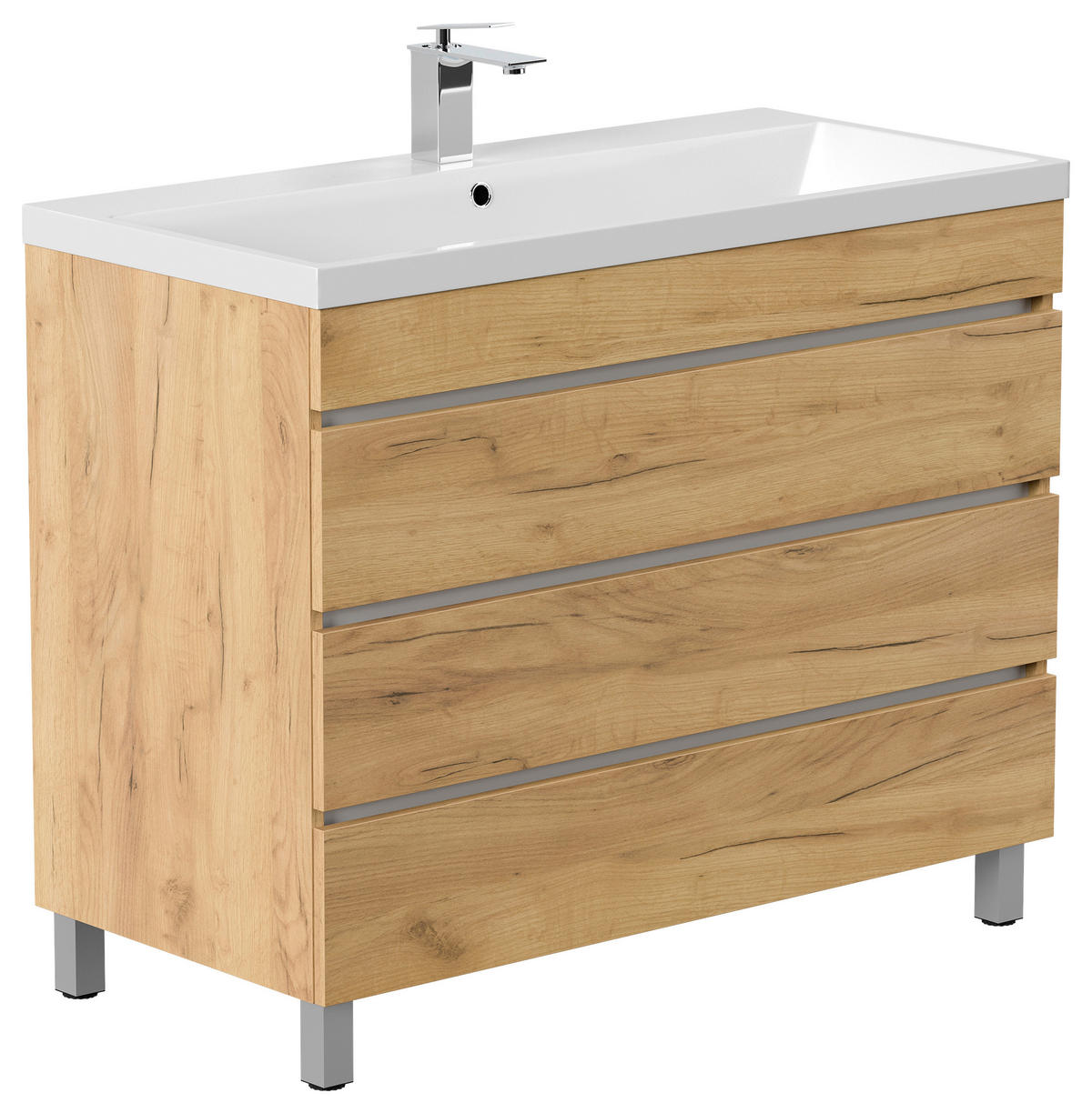 WASCHTISCHKOMBI 100 cm  - Eichefarben/Weiß, Basics, Holzwerkstoff/Stein (100cm) - MID.YOU