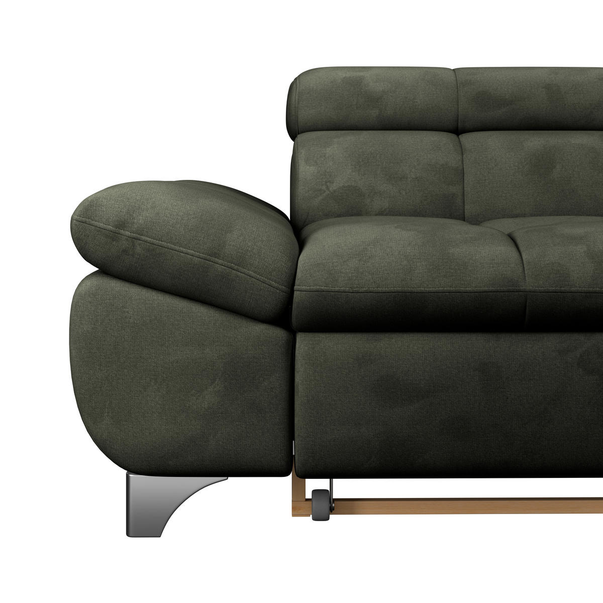 ECKSOFA Dunkelgrün Chenille  - Chromfarben/Dunkelgrün, KONVENTIONELL, Textil/Metall (312/234cm) - Livetastic
