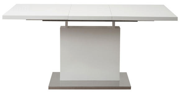 ESSTISCH in Metall, Holzwerkstoff 120-160/80/76 cm - Edelstahlfarben/Weiß, Design, Holzwerkstoff/Metall (120-160/80/76cm) - Carryhome