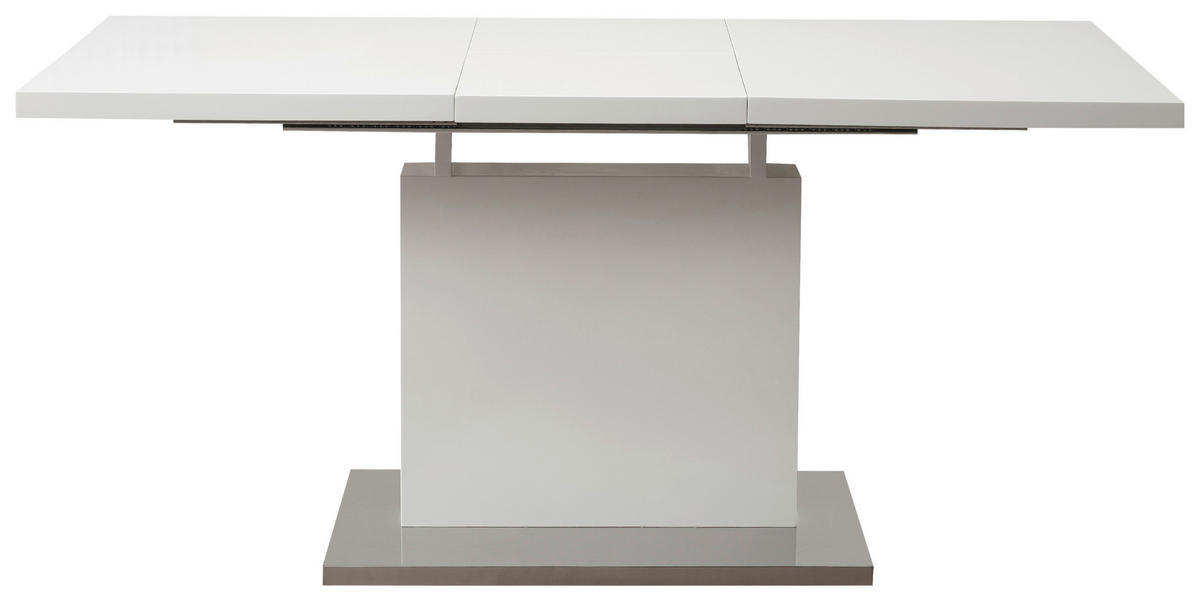 ÉTKEZŐASZTAL - nemesacélszínű/fehér, Design, faalapú anyag/fém (120-160/80/76cm) - Carryhome