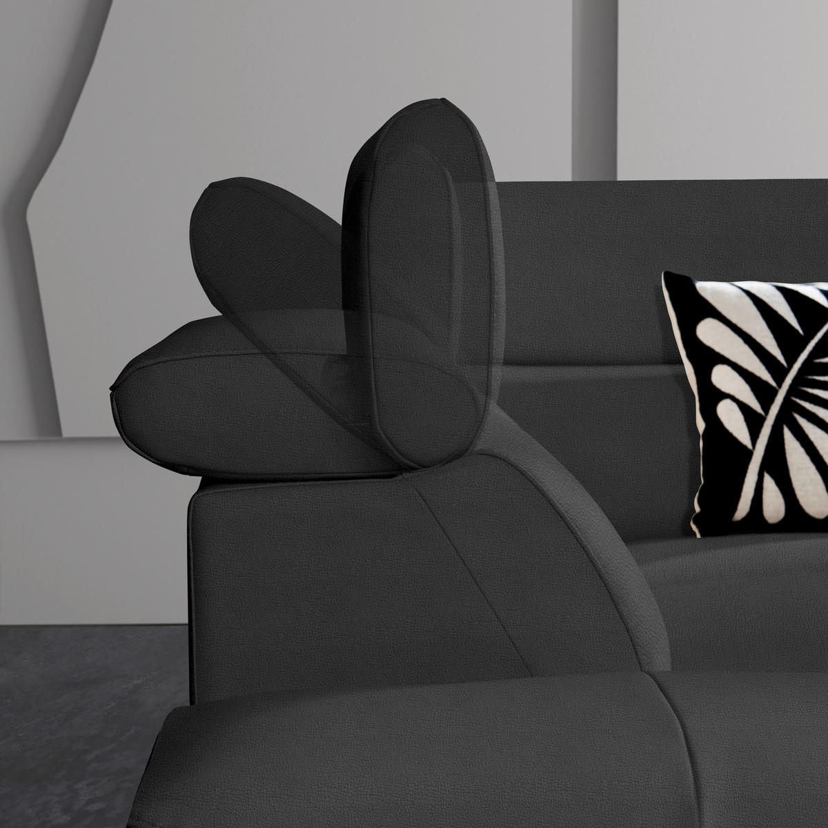 ECKSOFA in Echtleder Anthrazit  - Anthrazit/Schwarz, Design, Leder/Metall (281/225cm) - Celina Home