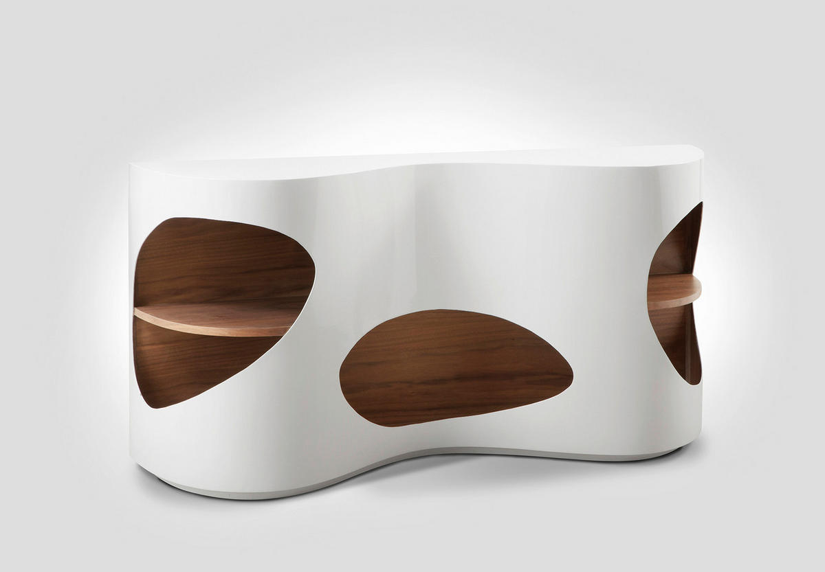 SIDEBOARD  in 150/75/40 cm  - Weiß Hochglanz/Walnussfarben, Design, Holzwerkstoff (150/75/40cm) - Livetastic