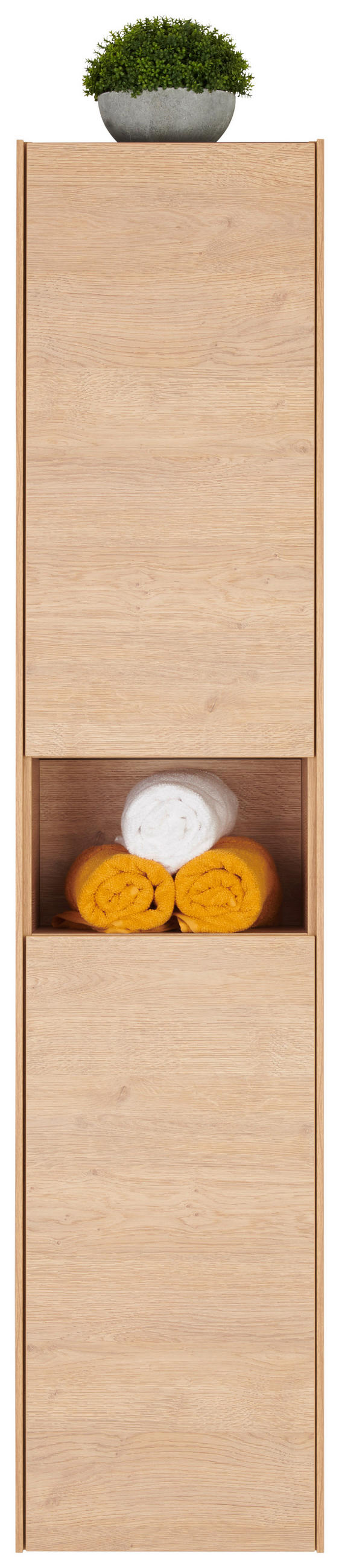 HOCHSCHRANK 35/160/35 cm  - Hellbraun/Naturfarben, KONVENTIONELL, Glas/Holzwerkstoff (35/160/35cm) - Emilio Belluti