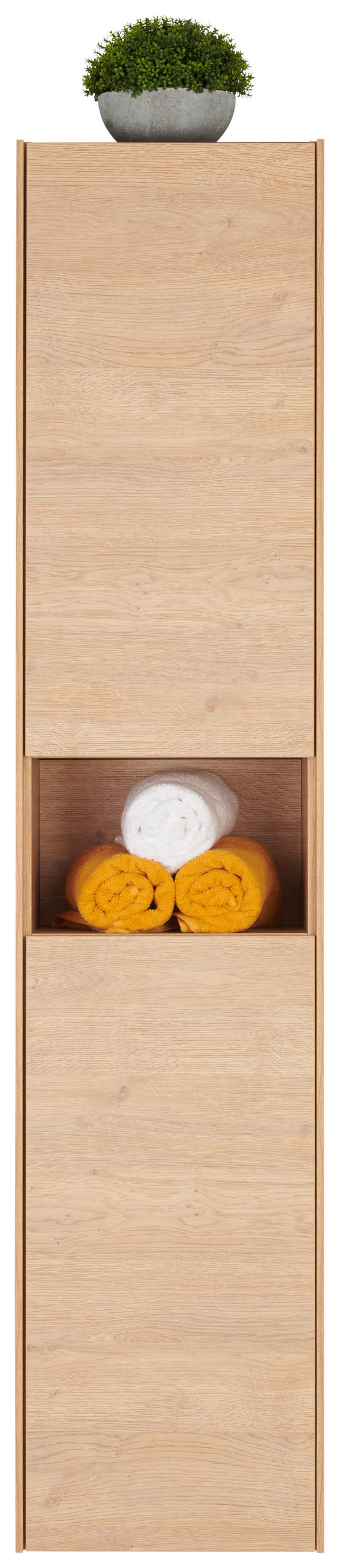 HOCHSCHRANK 35/160/35 cm  - Hellbraun/Naturfarben, KONVENTIONELL, Glas/Holzwerkstoff (35/160/35cm) - Emilio Belluti