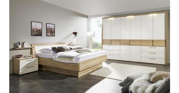 SCHLAFZIMMER 180/200 cm in Weiß, Eichefarben - Eichefarben/Weiß, KONVENTIONELL, Holzwerkstoff (180/200cm) - Venda