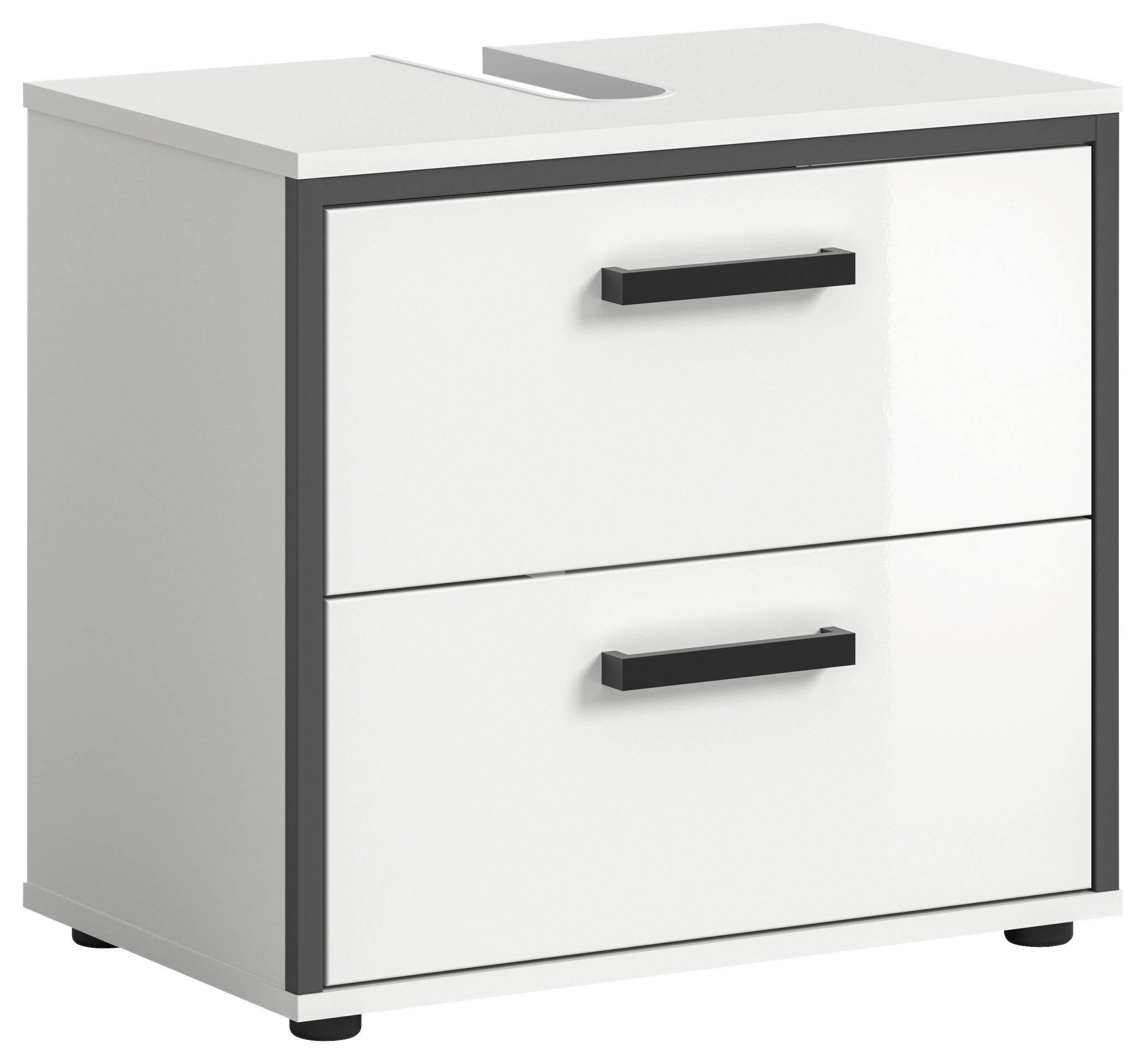 WASCHBECKENUNTERSCHRANK 60/55/37 cm  - Weiß Hochglanz/Schwarz, MODERN, Holzwerkstoff/Kunststoff (60/55/37cm) - MID.YOU