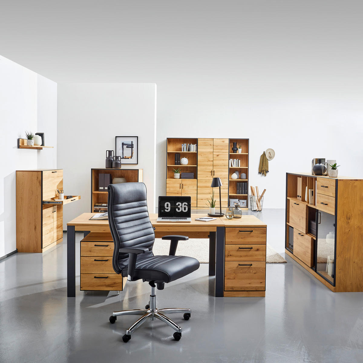 HIGHBOARD  in 86/122/40 cm  - Eichefarben/Anthrazit, Natur, Holz/Holzwerkstoff (86/122/40cm) - Linea Natura