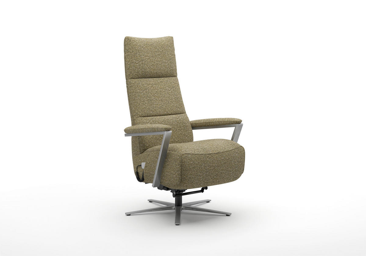 RELAXSESSEL TV VARIO COMFORT E M2 Chenille Kopfteilverstellung, Rücken echt    - Silberfarben/Olivgrün, Basics, Textil/Metall (70/126/85cm) - Sit & More