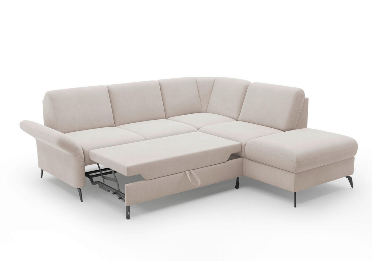 ECKSOFA ROCHELLE E Greige Flachgewebe  - Greige/Schwarz, KONVENTIONELL, Textil/Metall (240/216cm) - Sit & More