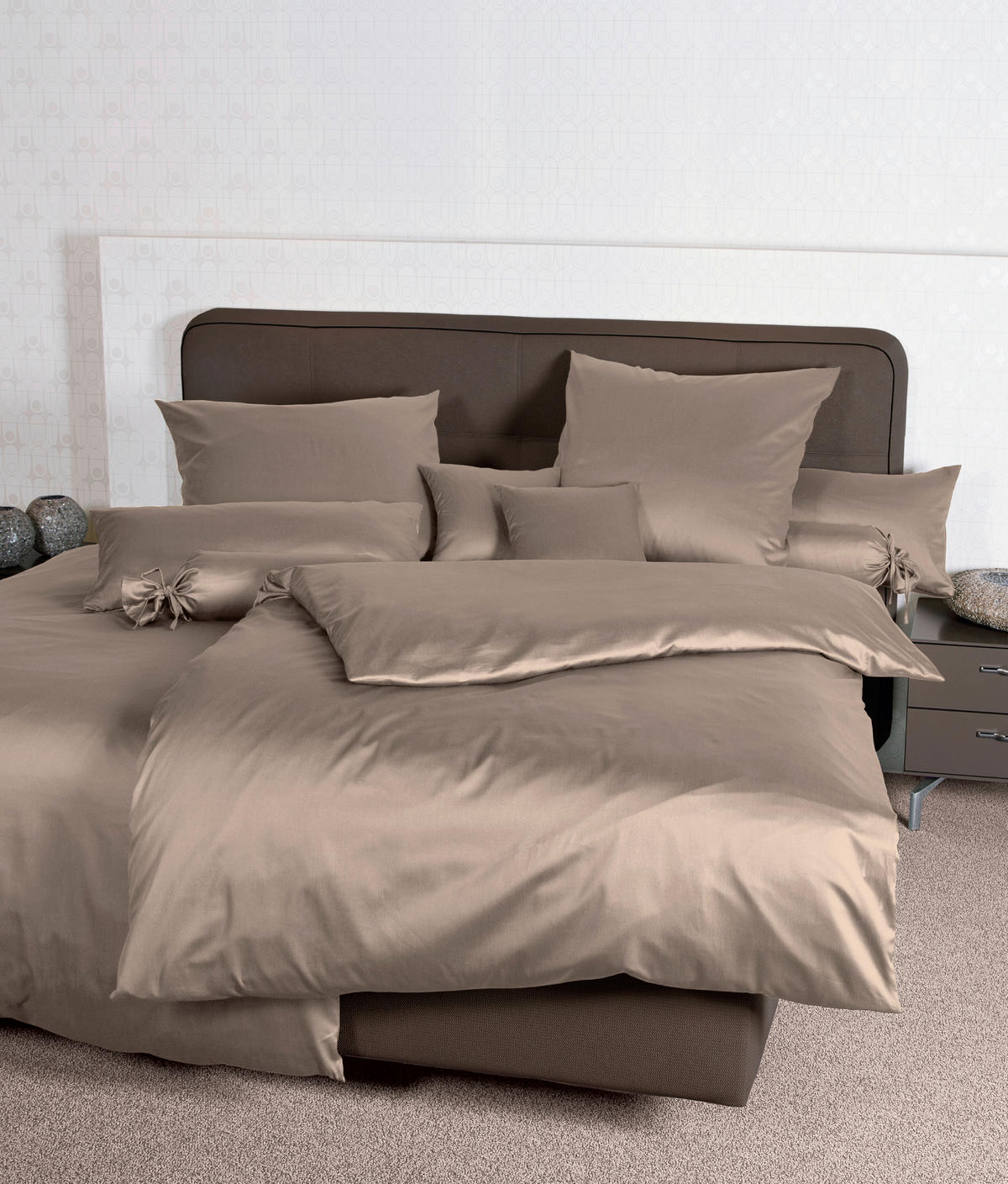 BETTWÄSCHE Giacomo Makosatin 240/220 cm  - Taupe, Basics, Textil (240/220cm) - Janine