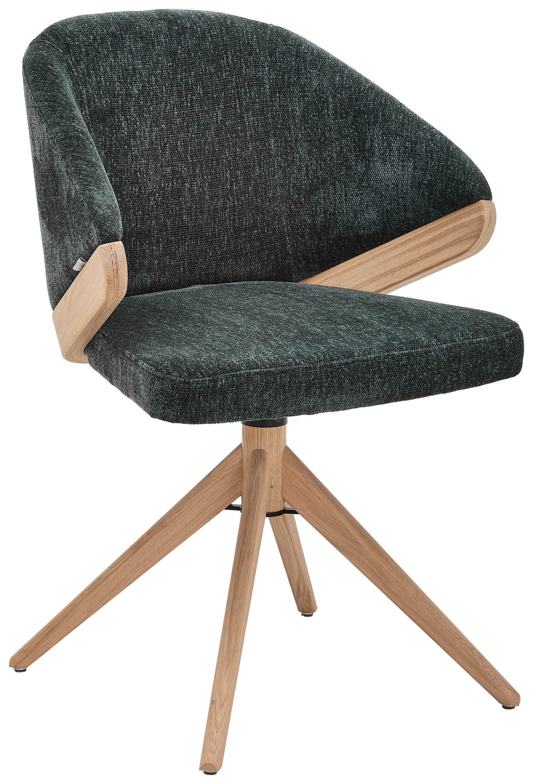 ARMLEHNSTUHL  Sitzfläche 360° drehbar Chenille  Grün, Eiche Bianco  - Eiche Bianco/Grün, KONVENTIONELL, Holz/Textil (59/83/59cm) - Linea Natura