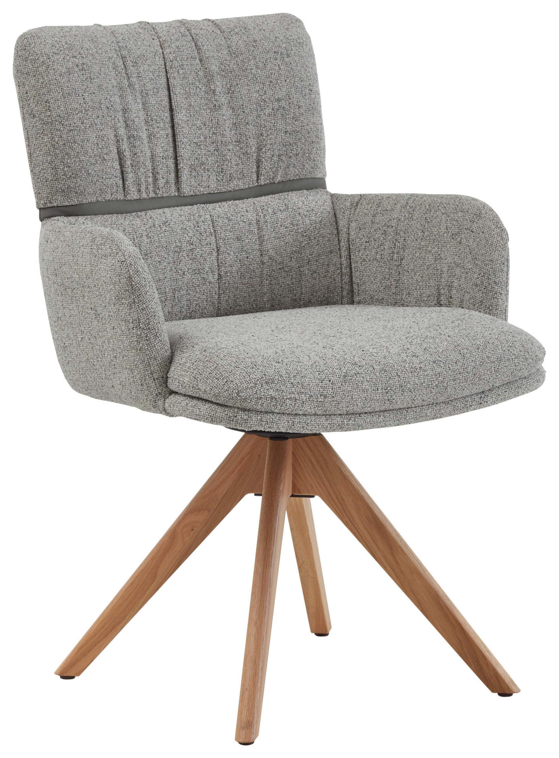 ARMLEHNSTUHL  Typenauswahl, Sitzfläche 360° drehbar, inklusive Armlehnen, Gestellauswahl, automatische Rückholfunktion Mikrofaser  Grau  - Eichefarben/Grau, Design, Holz/Textil (61/86/63cm) - Valdera