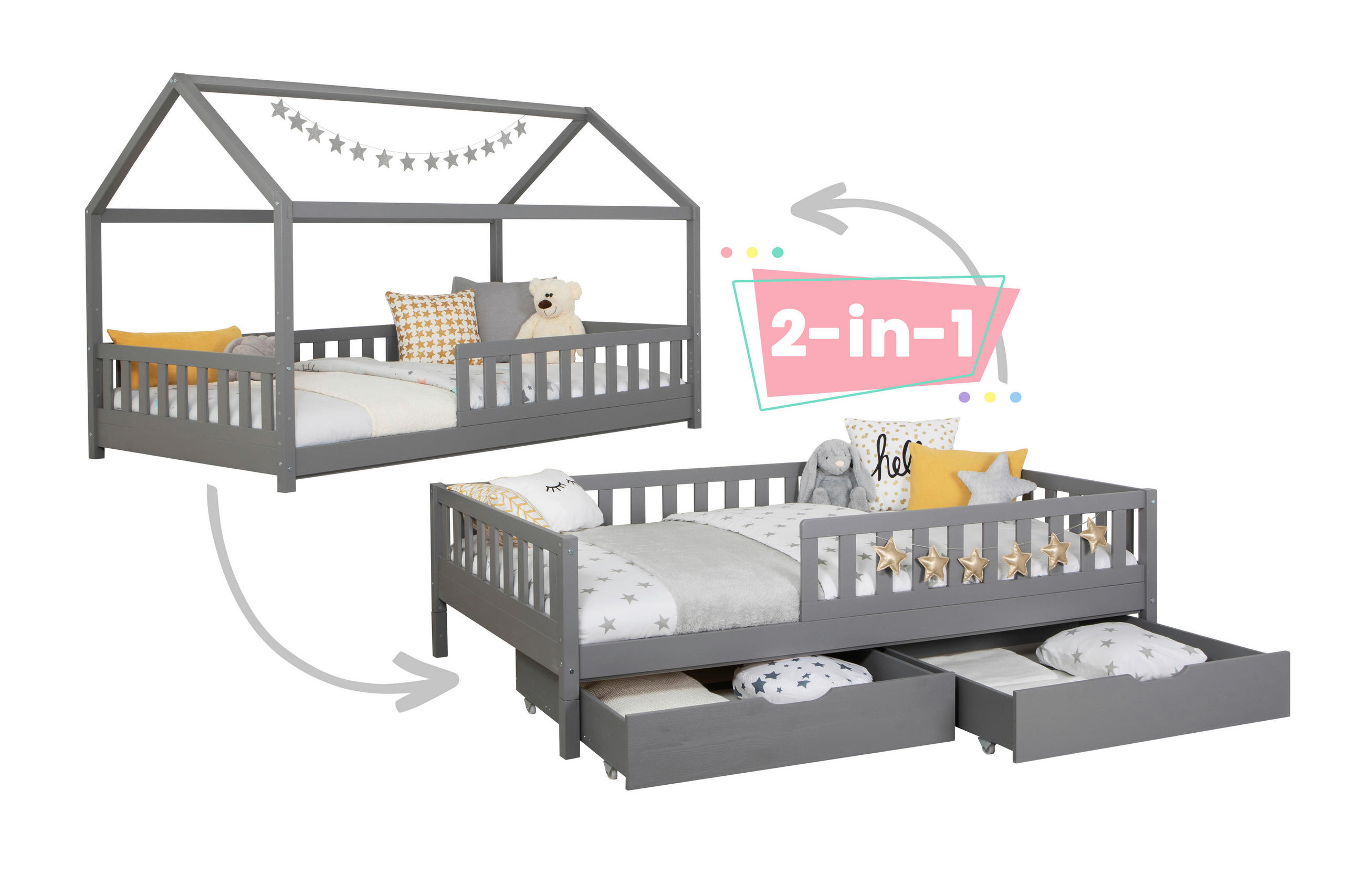 MID.YOU POSTEL S ÚLOŽNÝM PROSTOREM, 120/200 cm, světle šedá