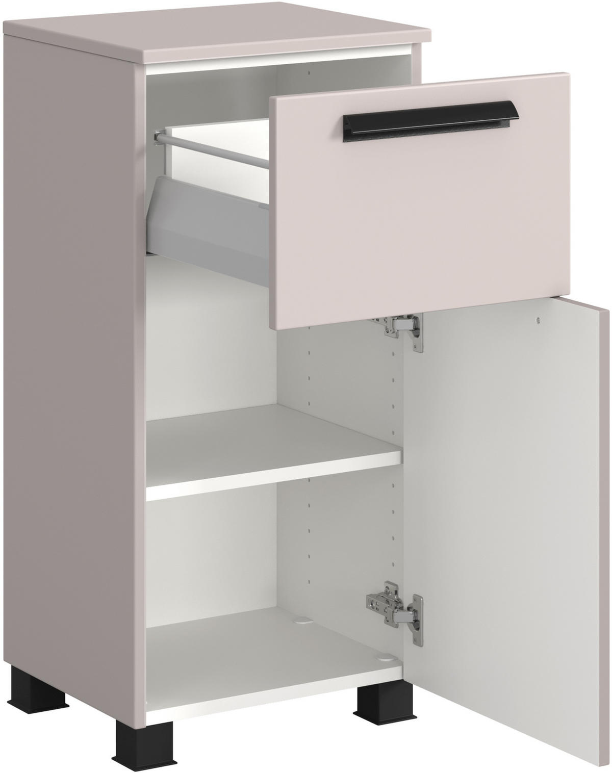UNTERSCHRANK 40/79/35 cm   - Kaschmir/Schwarz, KONVENTIONELL, Holzwerkstoff/Kunststoff (40/79/35cm) - Xora