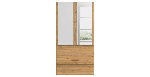 DREHTÜRENSCHRANK in Eichefarben - Eichefarben, Design, Glas/Holzwerkstoff (101/197/60cm) - Novel