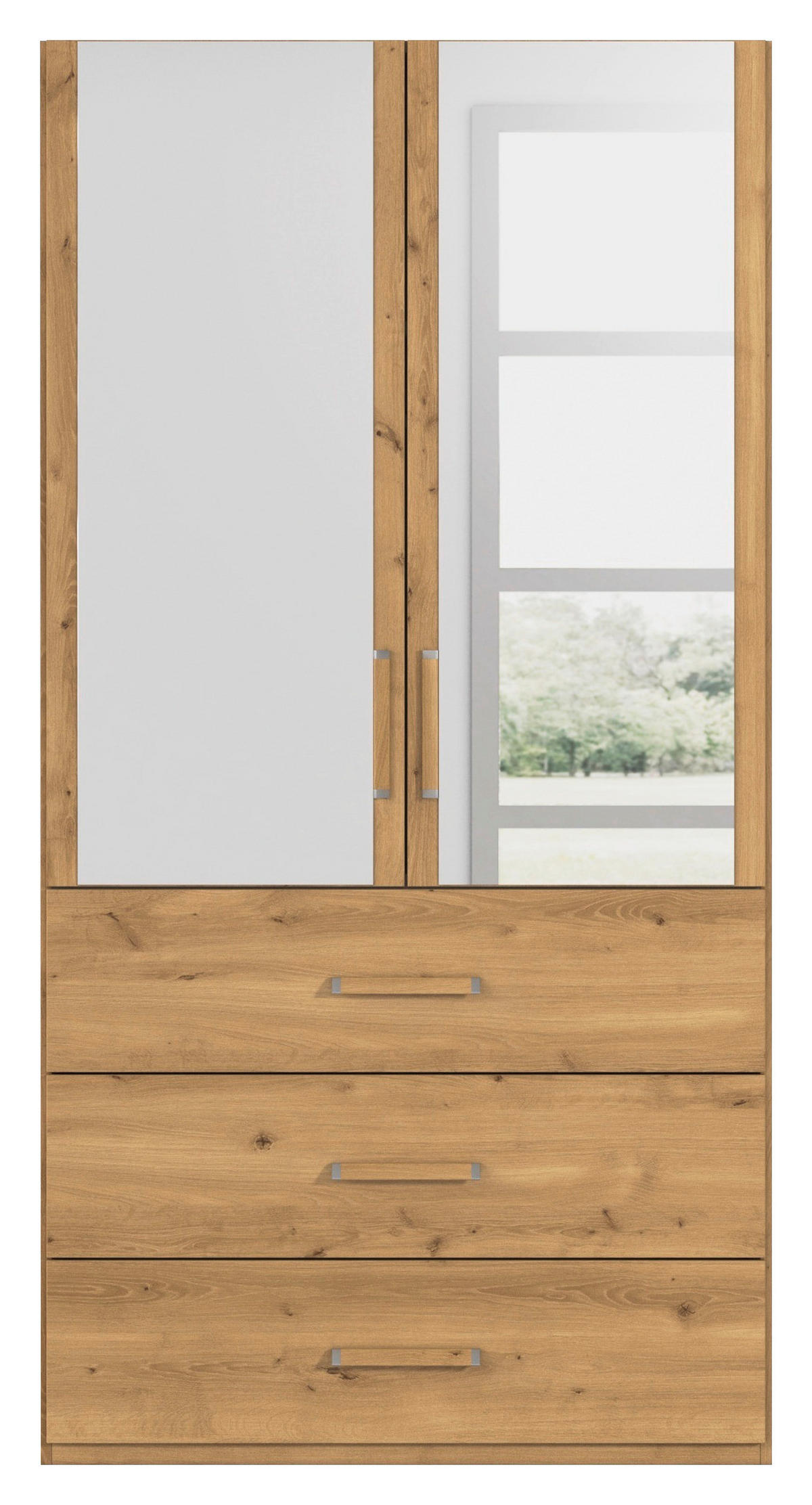 DREHTÜRENSCHRANK 101/197/60 cm 2-türig Eichefarben  - Eichefarben, Design, Glas/Holzwerkstoff (101/197/60cm) - Novel