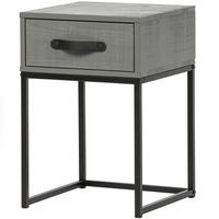NACHTTISCH 35/35/52 cm  in massiv Kiefer Grau  - Schwarz/Grau, Design, Leder/Holz (35/35/52cm) - Livetastic