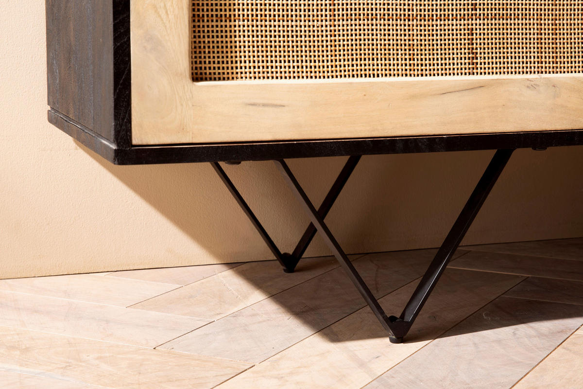 SIDEBOARD  in 175/75/45 cm  - Hellbraun/Schwarz, LIFESTYLE, Holz/Metall (175/75/45cm) - MID.YOU