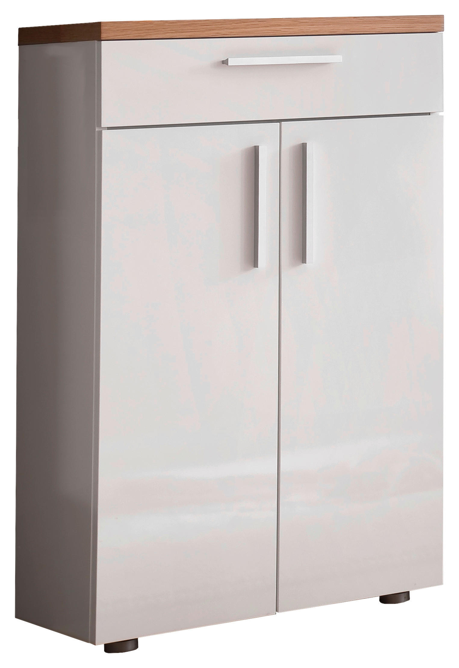 SCHUHSCHRANK Wildeiche furniert Weiß, Eichefarben  - Eichefarben/Silberfarben, Design, Holz/Holzwerkstoff (60/100/35cm) - Moderano