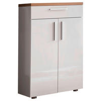 SCHUHSCHRANK Wildeiche furniert Weiß, Eichefarben  - Eichefarben/Silberfarben, Design, Holz/Holzwerkstoff (60/100/35cm) - Moderano