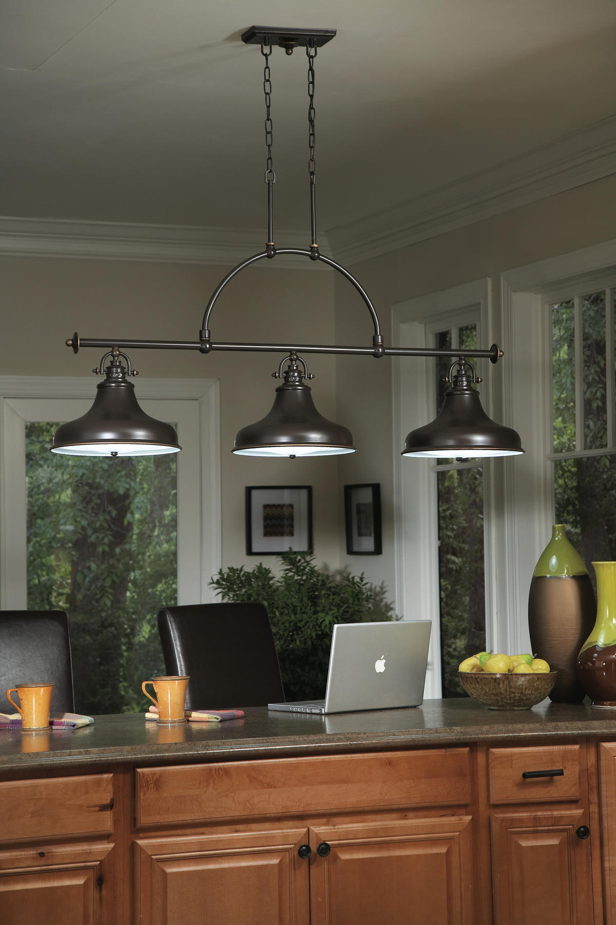 HÄNGELEUCHTE 133.3/34,3/73 cm    - Bronzefarben, Design, Glas/Metall (133.3/34,3/73cm) - Elstead Lighting