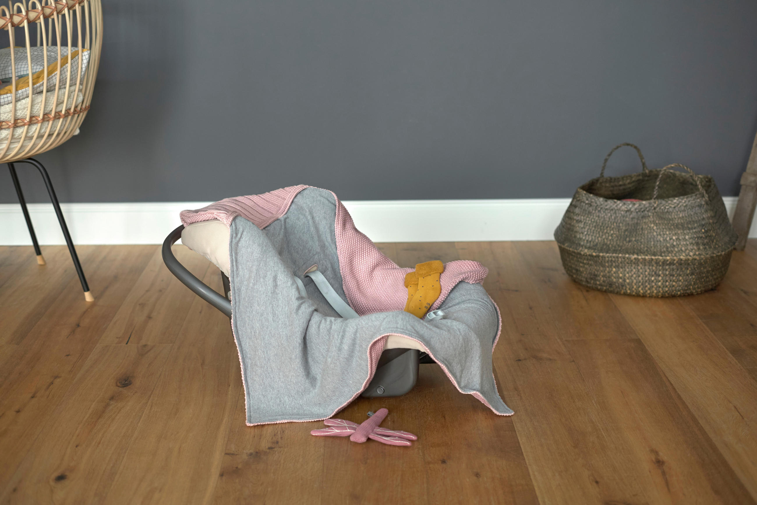 Lässig EINSCHLAGDECKE Grau, Hellrosa 1cm × 78cm × 78cm