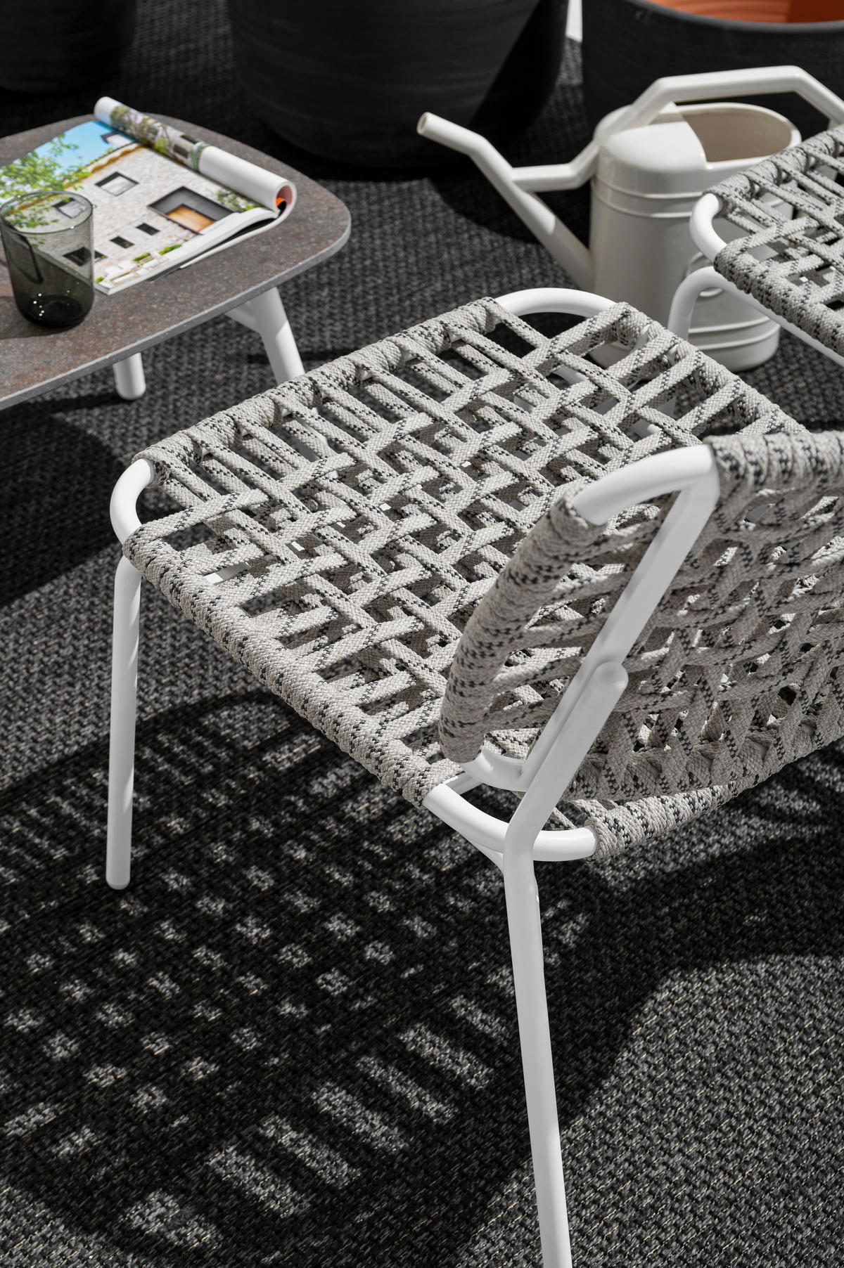 GARTENSTUHL Edelstahl Weiß, Sandfarben  - Sandfarben/Weiß, Basics, Textil/Metall (64/72/72cm) - Connubia 