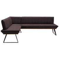 ECKBANK 163/243 cm Lederlook Braun, Schwarz, Eichefarben Eiche massiv Metall   - Eichefarben/Schwarz, Design, Holz/Textil (163/243cm) - Voleo