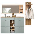 GARDEROBE 3-teilig  in 208/202/38 cm  - Salbeigrün/Eiche Artisan, Design, Glas/Holzwerkstoff (208/202/38cm) - Xora