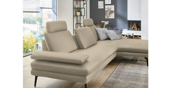 ECKSOFA in Echtleder Creme, Naturfarben 310/180 cm - Creme/Schwarz, Design, Leder/Metall (310/180cm) - Dieter Knoll