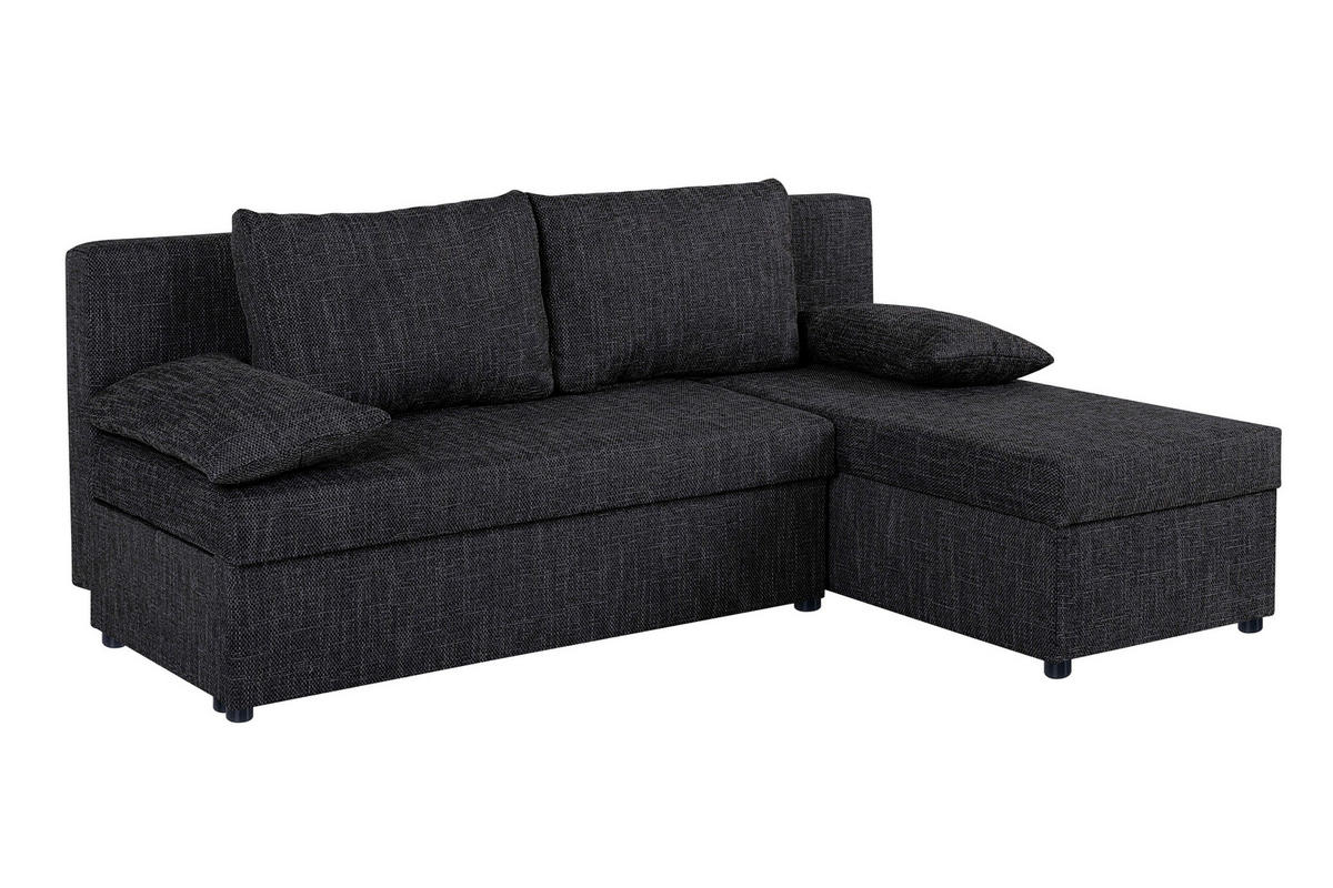 ECKSOFA Schwarz  - Schwarz, Design, Kunststoff/Textil (195/147cm) - P & B