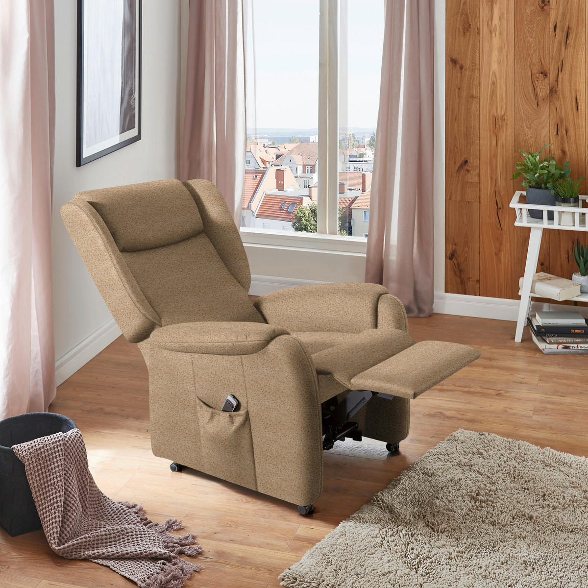 OHRENSESSEL in Mikrofaser Beige  - Beige/Schwarz, Konventionell, Textil (85/117/84cm) - Cantus