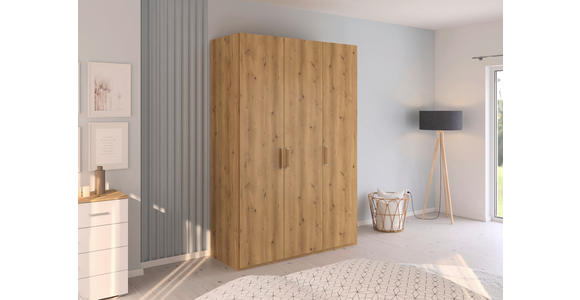 DREHTÜRENSCHRANK 151/223/60 cm 3-türig Eichefarben  - Eichefarben/Silberfarben, Design, Holzwerkstoff/Kunststoff (151/223/60cm) - Novel