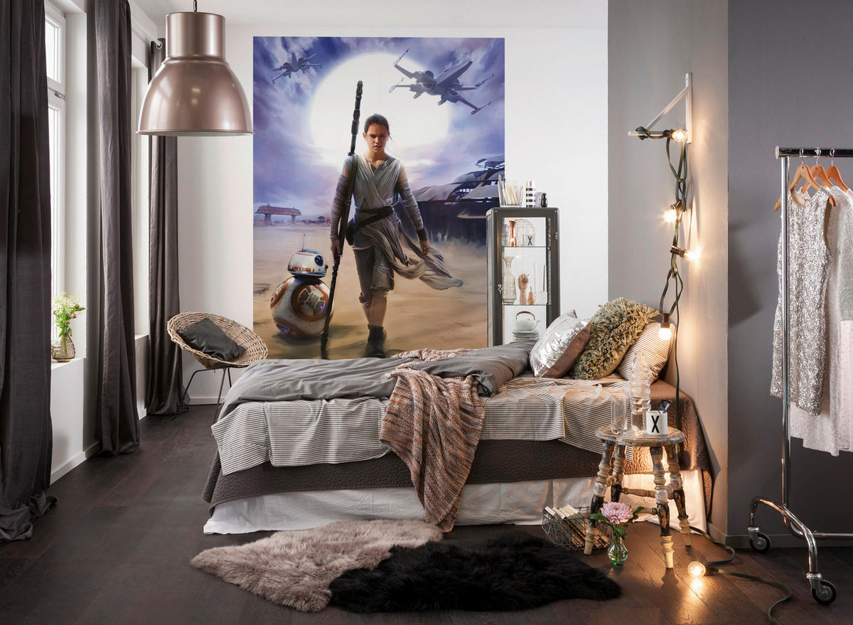 FOTOTAPETE Star Wars  - Blau/Grau, Design, Papier (184/254cm) - Star Wars