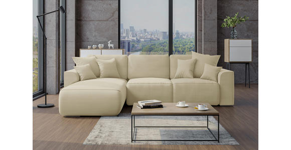 ECKSOFA Beige Cord  - Chromfarben/Beige, KONVENTIONELL, Kunststoff/Textil (195/293cm) - Carryhome