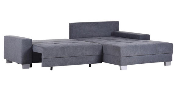 ECKSOFA Dunkelgrau Flachgewebe  - Dunkelgrau/Silberfarben, KONVENTIONELL, Holz/Textil (273/192cm) - Carryhome