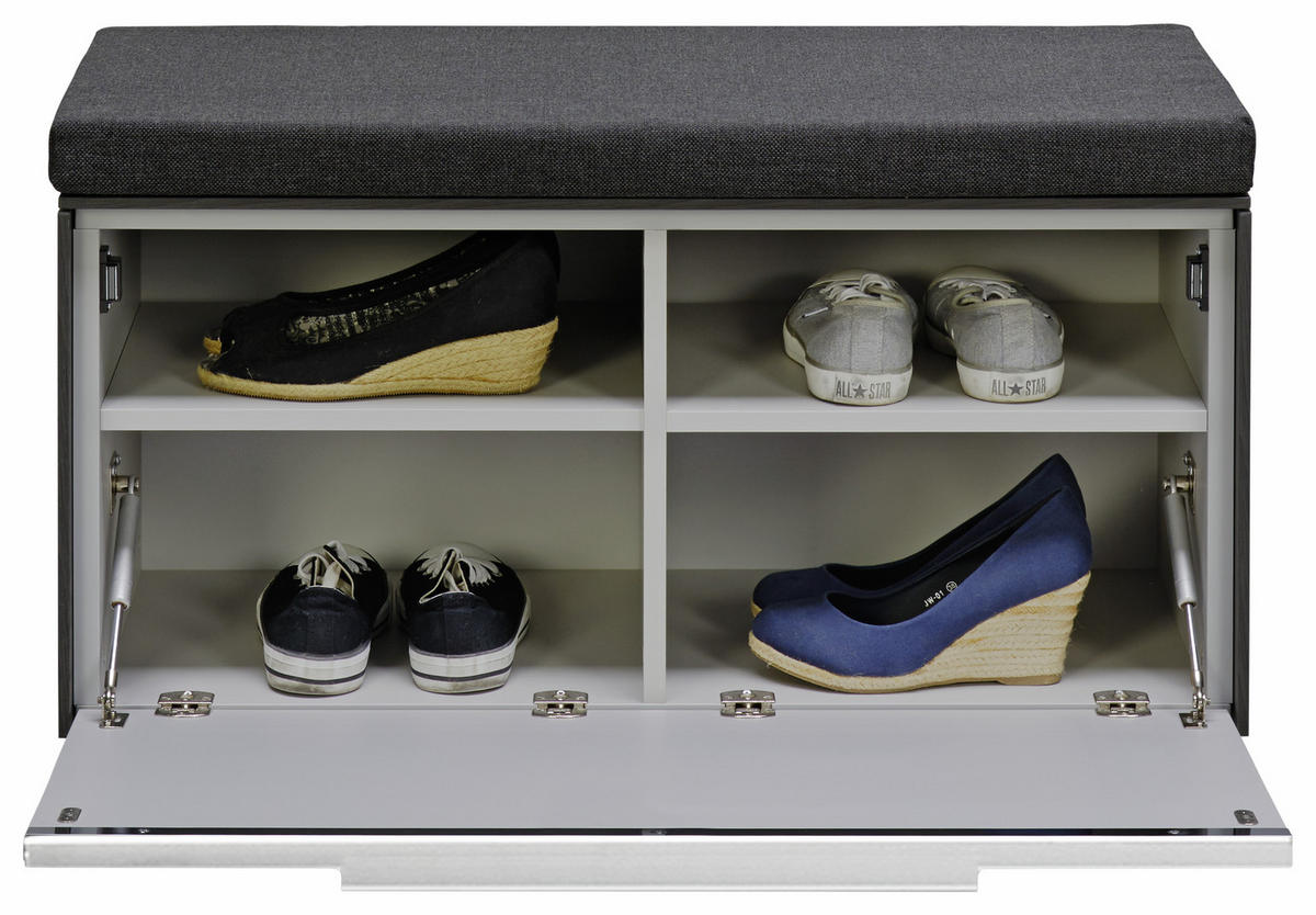 BANCĂ PENTRU HOL 80,8/38,7/37,3 cm  - gri deschis/gri închis, Design, plastic/sticlă (80,8/38,7/37,3cm) - Voleo