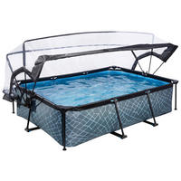 POOL-SET STONE 220/150/65 cm  - Grau, KONVENTIONELL, Metall (220/150/65cm) - EXIT Toys