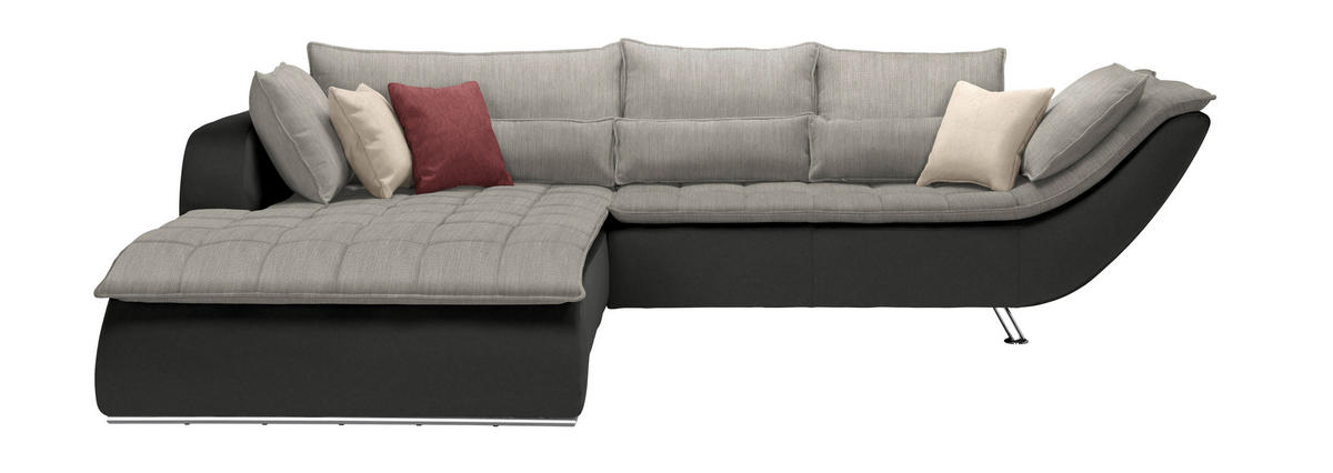 SOFFA i textil ljusgrå, mörkgrå  - mörkgrå/kromfärg, Design, metall/textil (220/300cm) - Livetastic