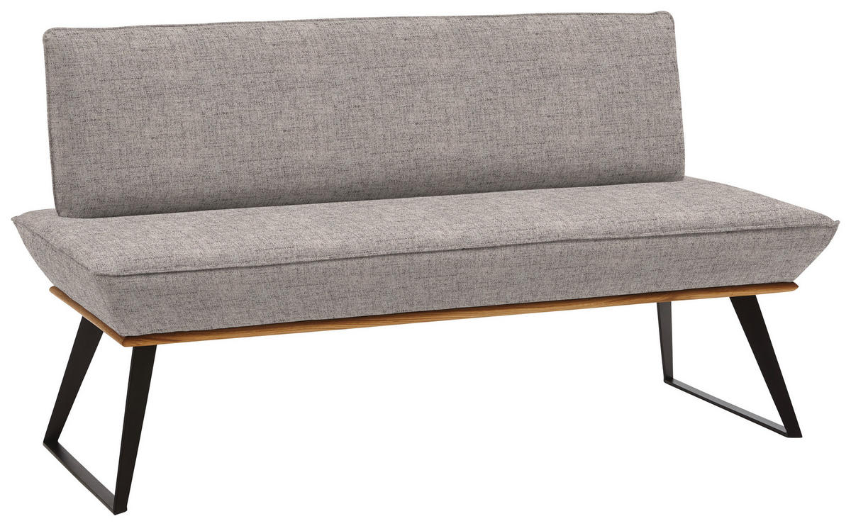 SITZBANK in Holz, Metall, Textil Schwarz, Eichefarben, Hellbraun  - Hellbraun/Eichefarben, Design, Holz/Textil (160/87/64cm) - Voleo