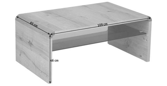 COUCHTISCH in Holz, Glas 109/65/46 cm - Eichefarben, Design, Glas/Holz (109/65/46cm) - Moderano