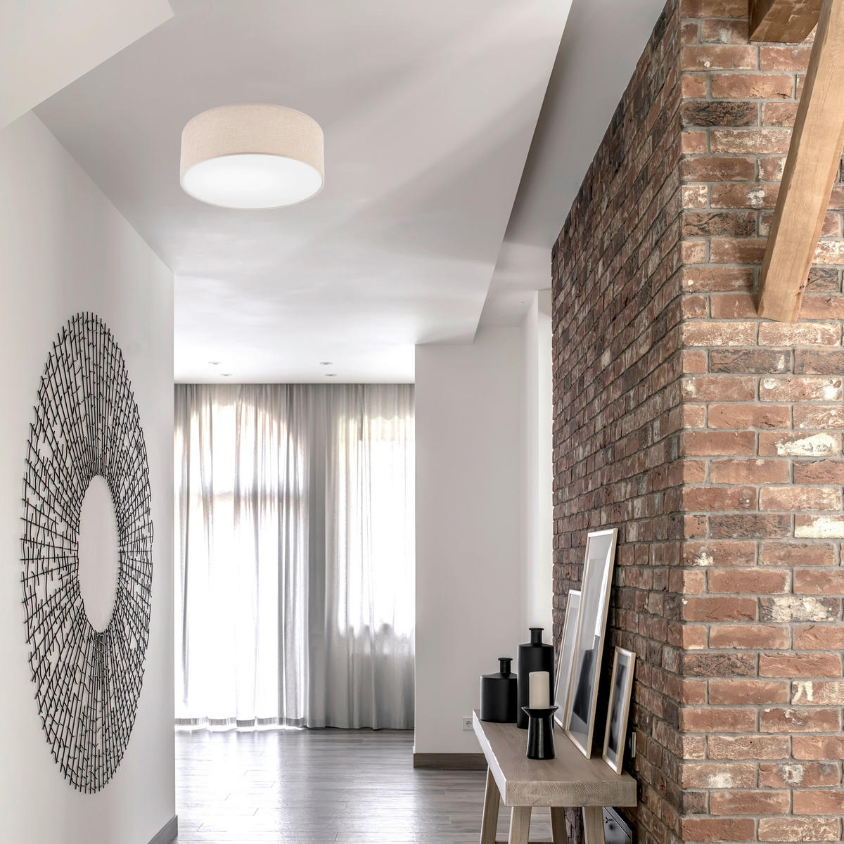 PENDELLEUCHTE 13/35/13 cm  - Goldfarben, Natur, Textil (13/35/13cm)