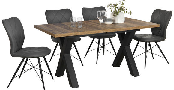 ESSTISCH in Holzwerkstoff 160(210)/90/75 cm - Eichefarben/Schwarz, KONVENTIONELL, Holzwerkstoff (160(210)/90/75cm) - Hom`in