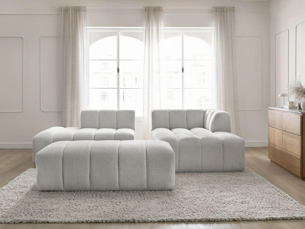ECKSOFA  ANNECY Hellgrau Bouclé  - Hellgrau/Schwarz, MODERN, Kunststoff/Textil (262/170cm)