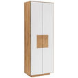 GARDEROBENSCHRANK  in 72/198/37 cm  - Eichefarben/Weiß, MODERN, Glas/Holz (72/198/37cm) - Linea Natura