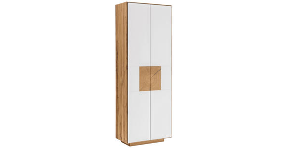GARDEROBENSCHRANK  in 72/198/37 cm  - Eichefarben/Weiß, MODERN, Glas/Holz (72/198/37cm) - Linea Natura